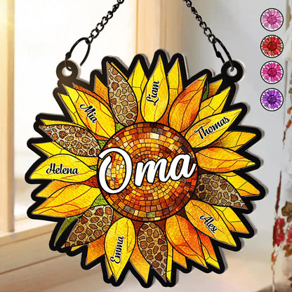 Sonnenblume-Sonnenfänger mit Namen Geschenk für Oma
