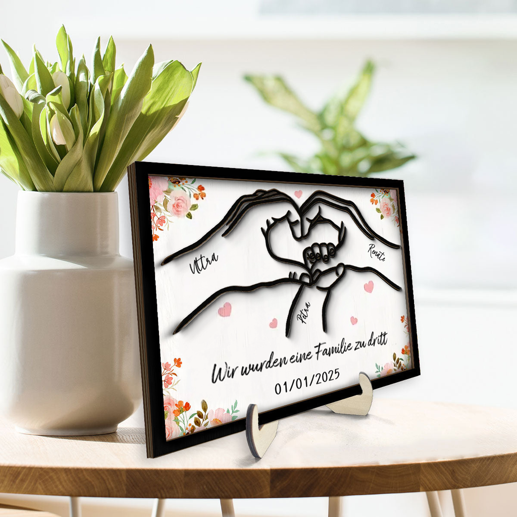Familie zu Dritt-Personalisierte Holztafel