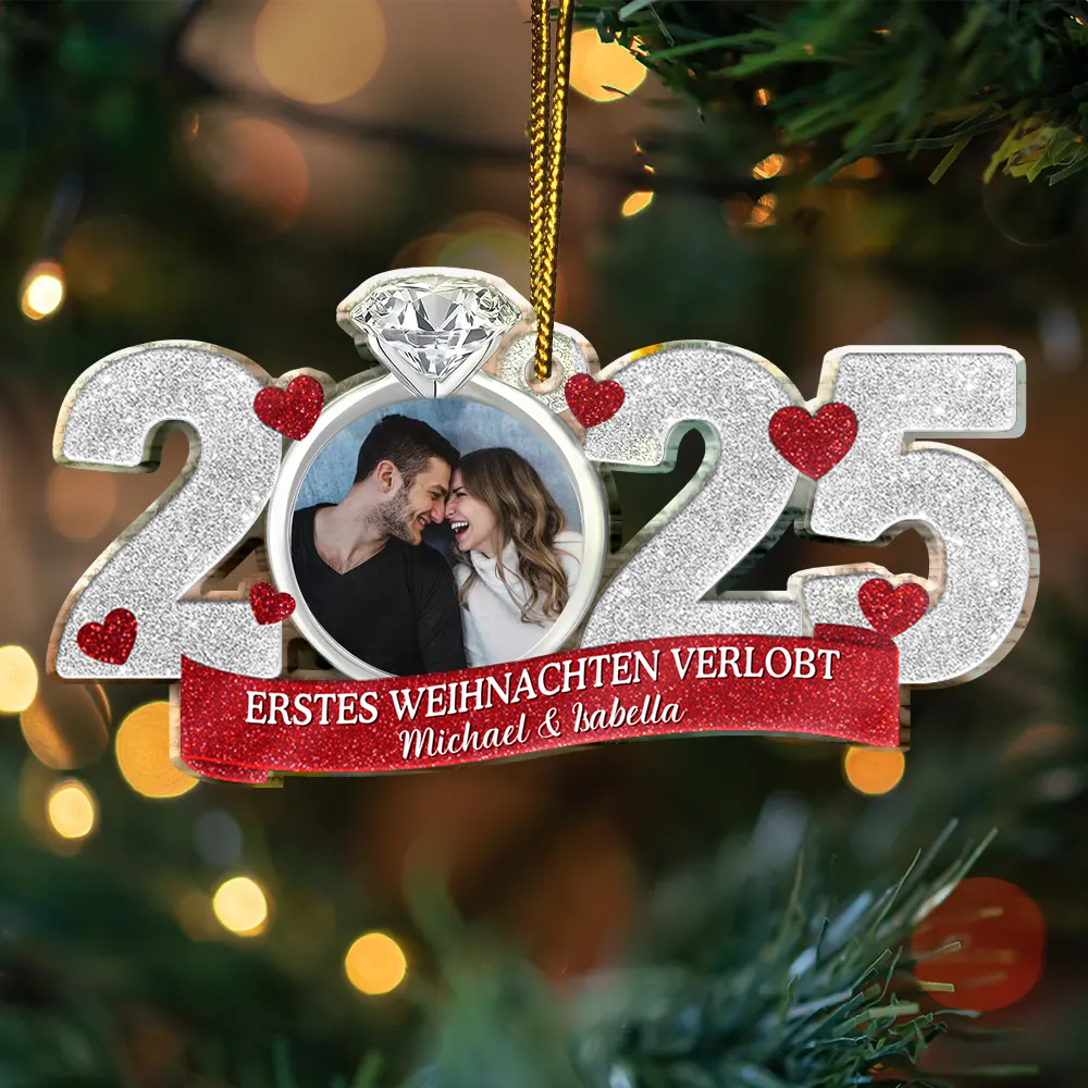 2025 Acrylanhänger mit Foto und Text Geschenk zur Erinnerung an die Hochzeit für Paar