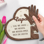 Hand in Hand Personalisierte 2-lagigen Holztafel für Papa