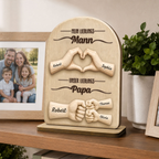 "Mein Lieblingsmann, Unser Lieblingspapa" Personalisierter Holzaufsteller mit Fausstoß
