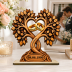 Personalisierter Holzaufsteller zum Jahrestag – Baum- & Ringmotiv mit Namen