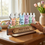 Personalisierter Holzaufsteller mit Hasen Geschenk für Opa und Oma