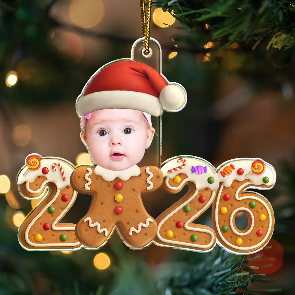 Personalisierter Acrylanhänger – „Baby 2025“ – Lustiges Lebkuchen-Design mit Foto