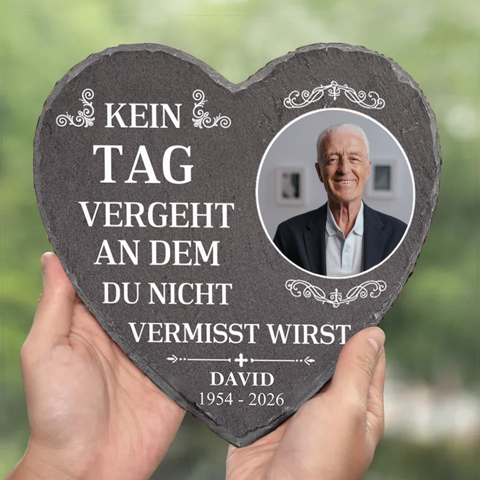 Personalisierte Schieferplakette mit Foto – Trauergeschenk