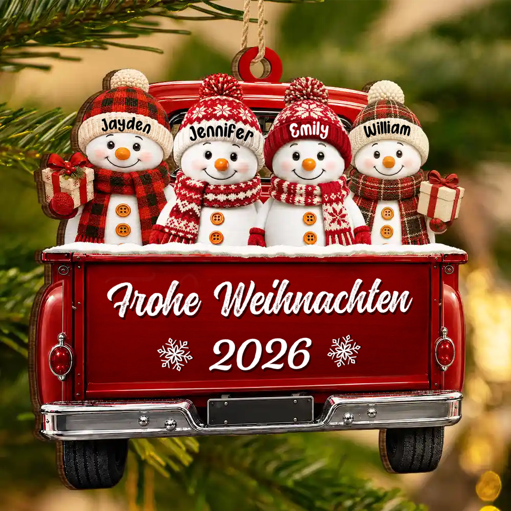 Personalisierter Holz-Weihnachtsanhänger – Schneemann-Motiv mit Namen & Text
