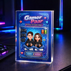 Gamer Paar - Personalisierter Acrylblock mit Paar und Namen