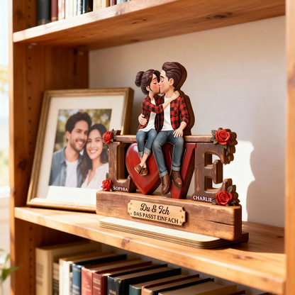 LOVE-Personalisierter Holzaufsteller mit Paar und Text Geschenke zum Jahrestag und Valentinstag