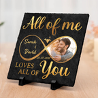 Ich liebe dich - Personalisierte Schieferplatte für Paare mit Unendlichkeitszeichen und Foto