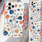 Hand-in-Hand Silikonhandyhülle für iPhone und Samsung mit Namen und Blumen Geschenk für Mama und Oma