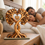 Personalisierter Holzaufsteller mit Herzbaum für Paar Jahrestagsgeschenk