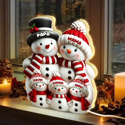 Personalisierte Schneemann-Lichtbox für Eltern, Oma, Opa und Kinder