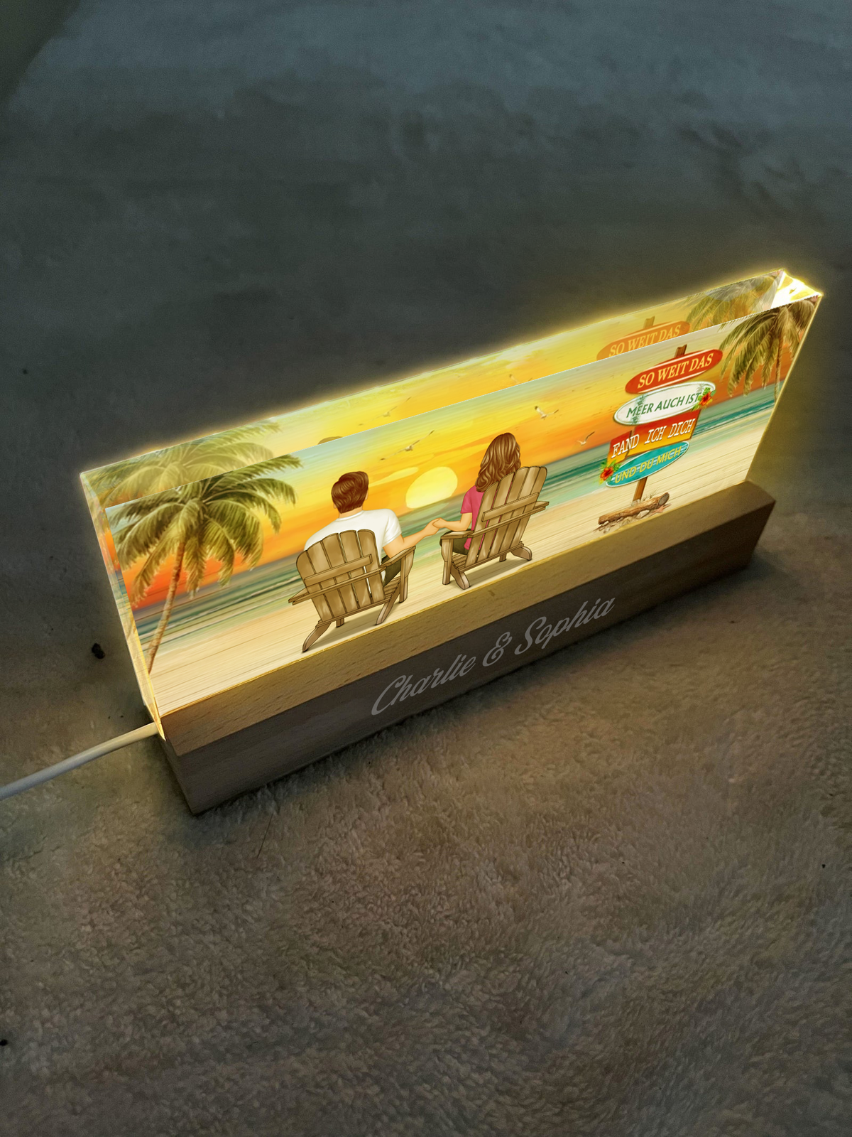 Paar am Sommerstrand-Personalisiertes LED Nachtlicht