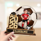 Fußballkind 2026-Personalisierter Holzaufsteller mit Figur und Text Geschenk zum Abschluss für Tochter und Sohn