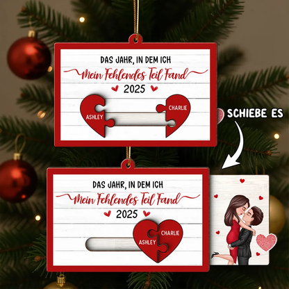 “Mein fehlendes Teil"-Personalisierter Schiebepuzzle-Anhänger mit Paar-Motiv