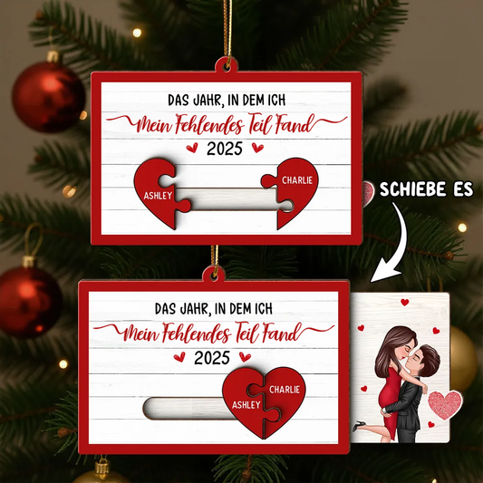 “Mein fehlendes Teil"-Personalisierter Schiebepuzzle-Anhänger mit Paar-Motiv