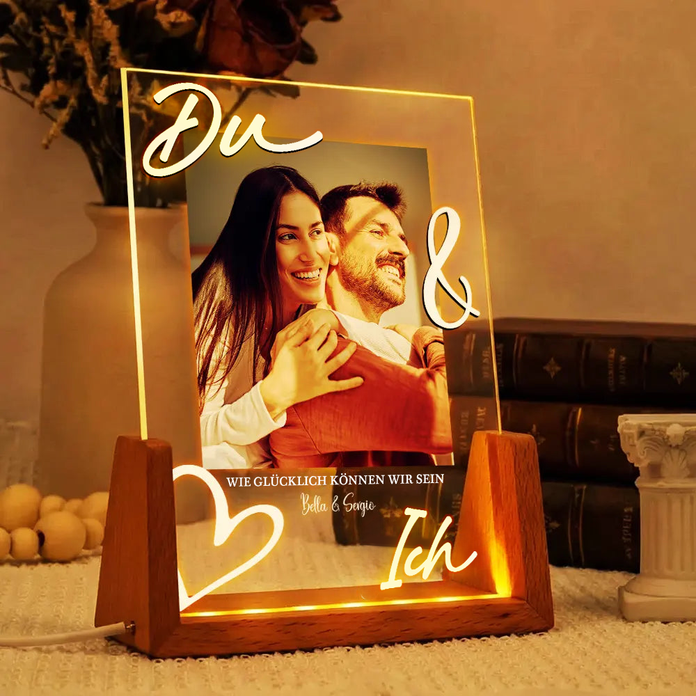 Personalisiertes LED-Nachtlicht mit Foto für Paare – Du & Ich