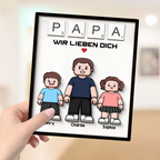 PAPA Personalisierter 2-Schicht-Holzaufsteller mit Text Vater und Kinder