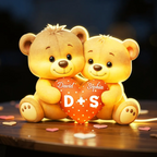 Bären und Herz-Personalisierte LED-Lichtbox mit Namen Geschenk für Paar