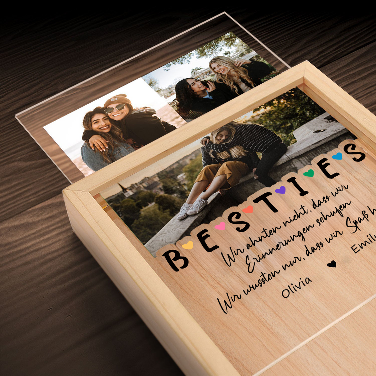 Personalisierter LED-Bilderrahmen mit Fotos & Namen – für beste Freundinnen