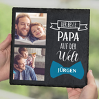 " Der beste Papa auf der Welt" - Schieferplatte mit Foto und Name
