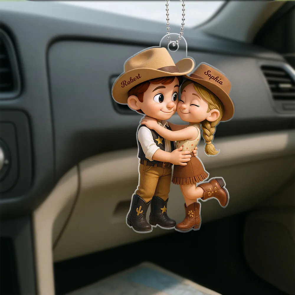 Cowboy Couple-Personalisierter Acrylanhänger mit Namen Geschenk für Paar