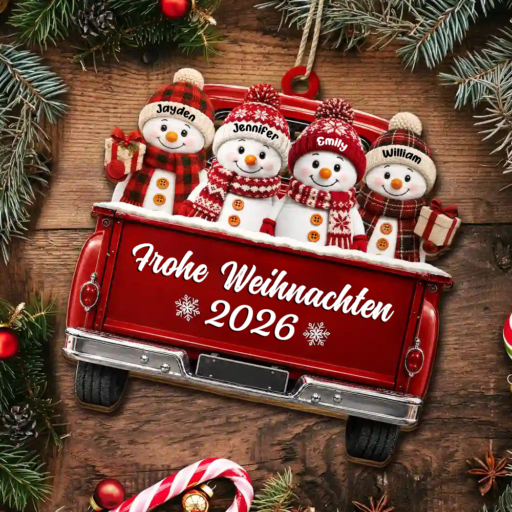 Personalisierter Holz-Weihnachtsanhänger – Schneemann-Motiv mit Namen & Text
