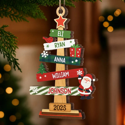 Christbaumanhänger mit Tannenbaummotiv 2-lagige Holzornamente Geschenk für Familie