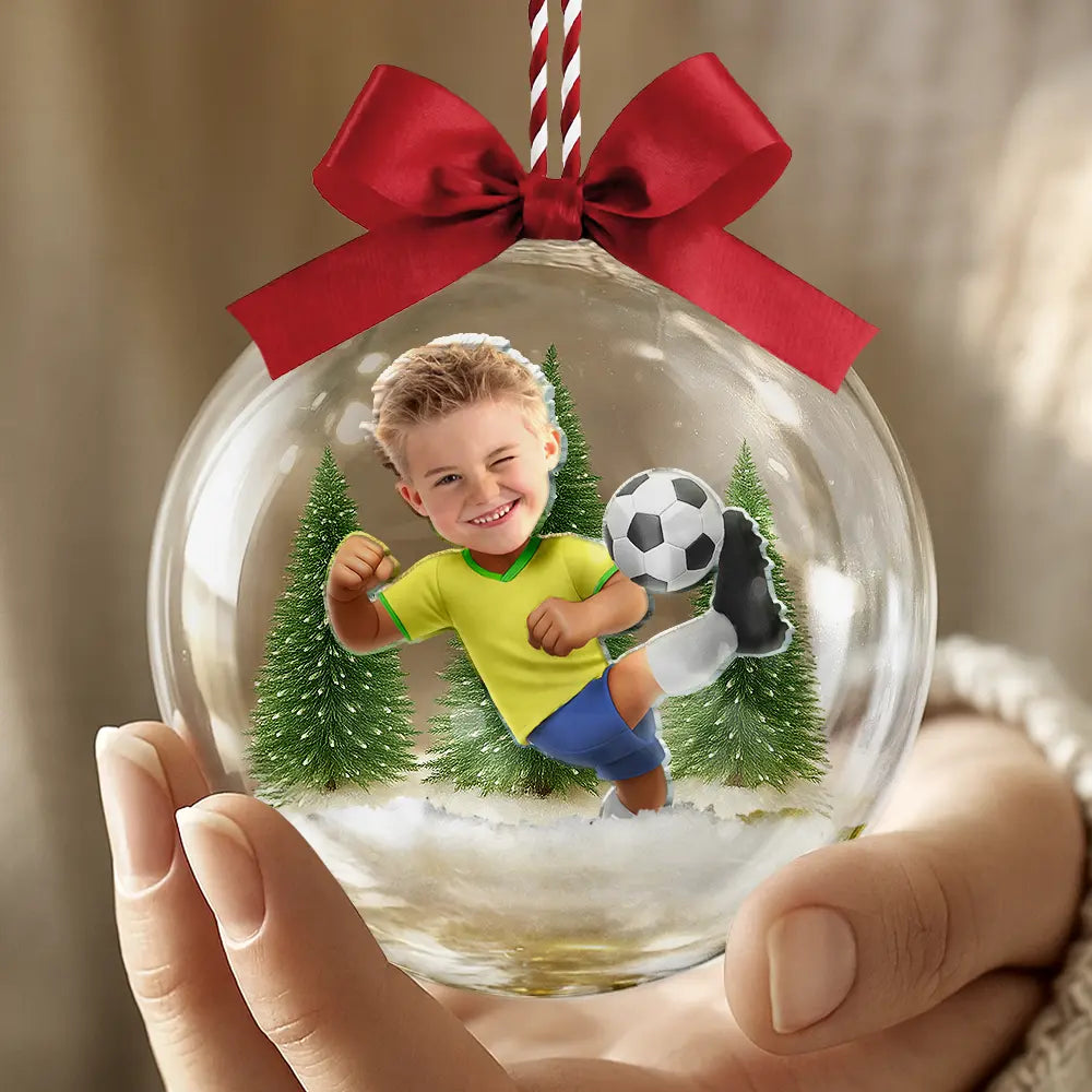 Personalisierte 3D-Acrylkugel mit Foto – Fußball-Motiv