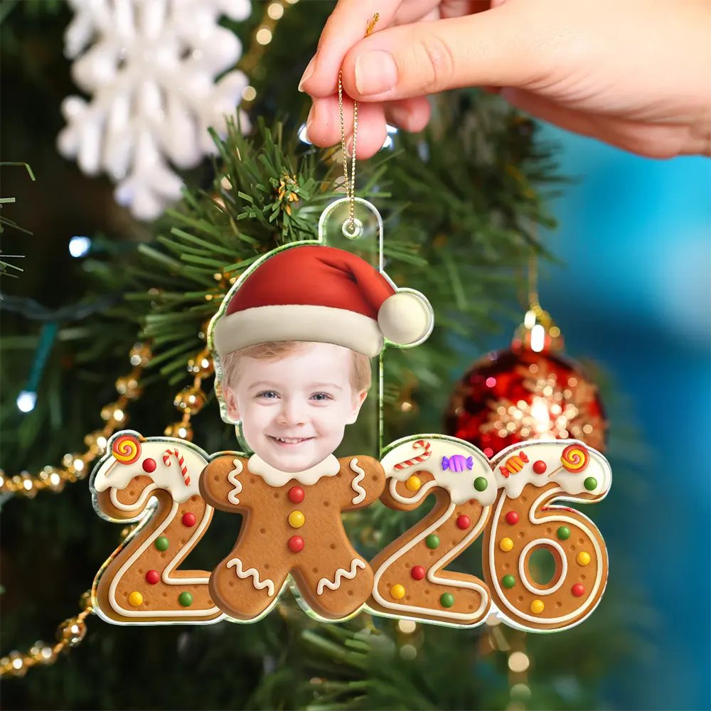 Personalisierter Acrylanhänger – „Baby 2025“ – Lustiges Lebkuchen-Design mit Foto