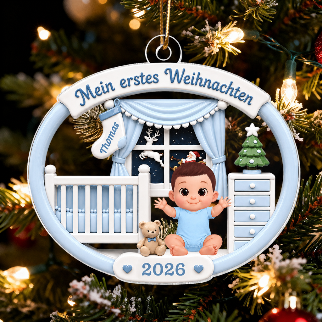 Personalisierter Acryl-Weihnachtsanhänger für Baby - Mein erstes Weihnachten