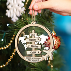 Personalisierter 2-Schicht Anhänger aus Holz & Acryl – Christbaumschmuck für Reiseliebhaber