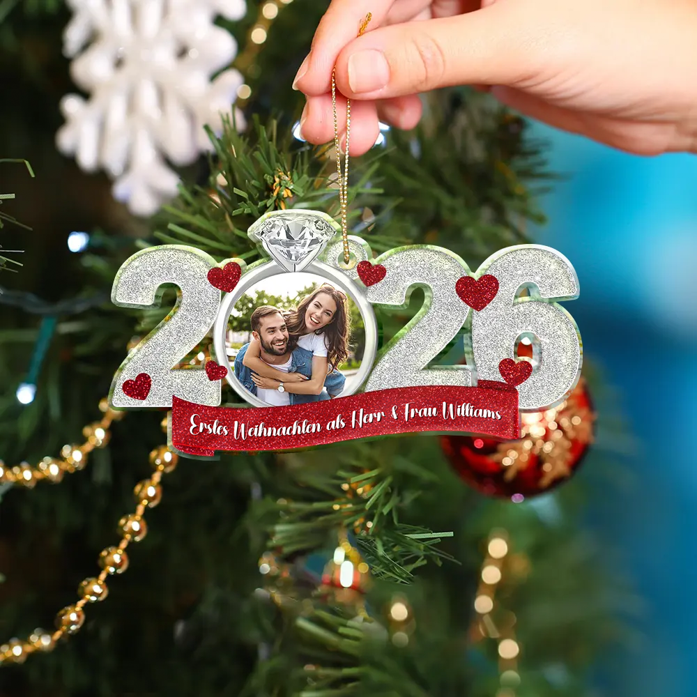 2026 Acrylanhänger mit Foto und Text Geschenk zur Erinnerung an die Hochzeit für Paar