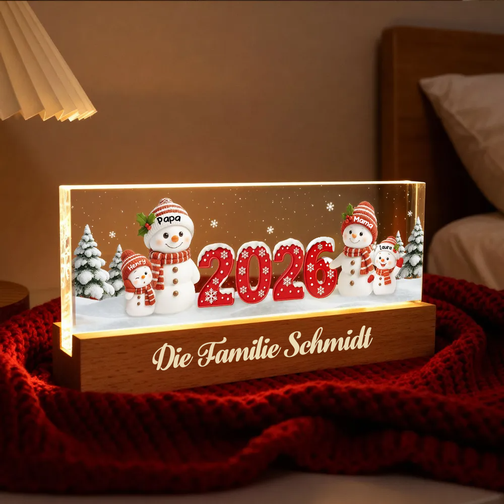 2025 Schneemanfamilie-Personalisiertes LED-Nachtlicht Weihnachtsgeschenk für Familie