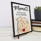 Personalisierter Holzaufsteller mit Bärenmotiv Geschenk für Mama und Papa