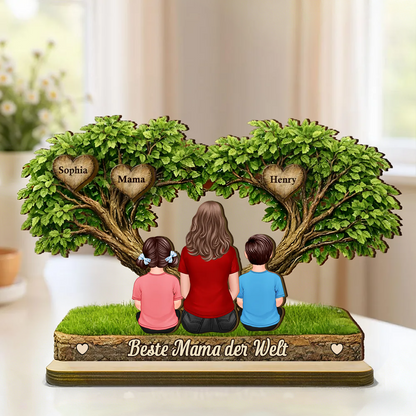 Mama und Kinder-Personalisierter Holzaufsteller mit Figuren Geschenk für Mama und Oma