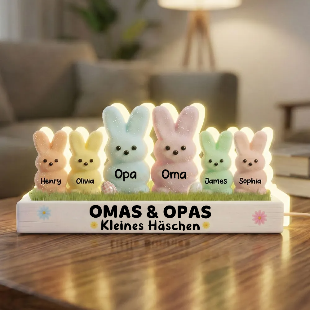 Osterhasen für Oma & Opa – Personalisierte LED-Lichtbox mit Enkel-Namen | Ostergeschenk für Großeltern