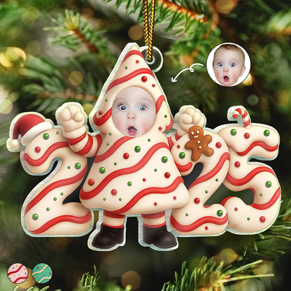 2025 Baby Personalisierter Acrylanhänger mit Foto Weihnachtsgeschenk