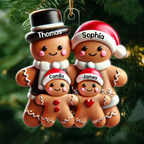 Personalisierter Acryl-Weihnachtsanhänger – Lebkuchenfamilie, beidseitig bedruckt