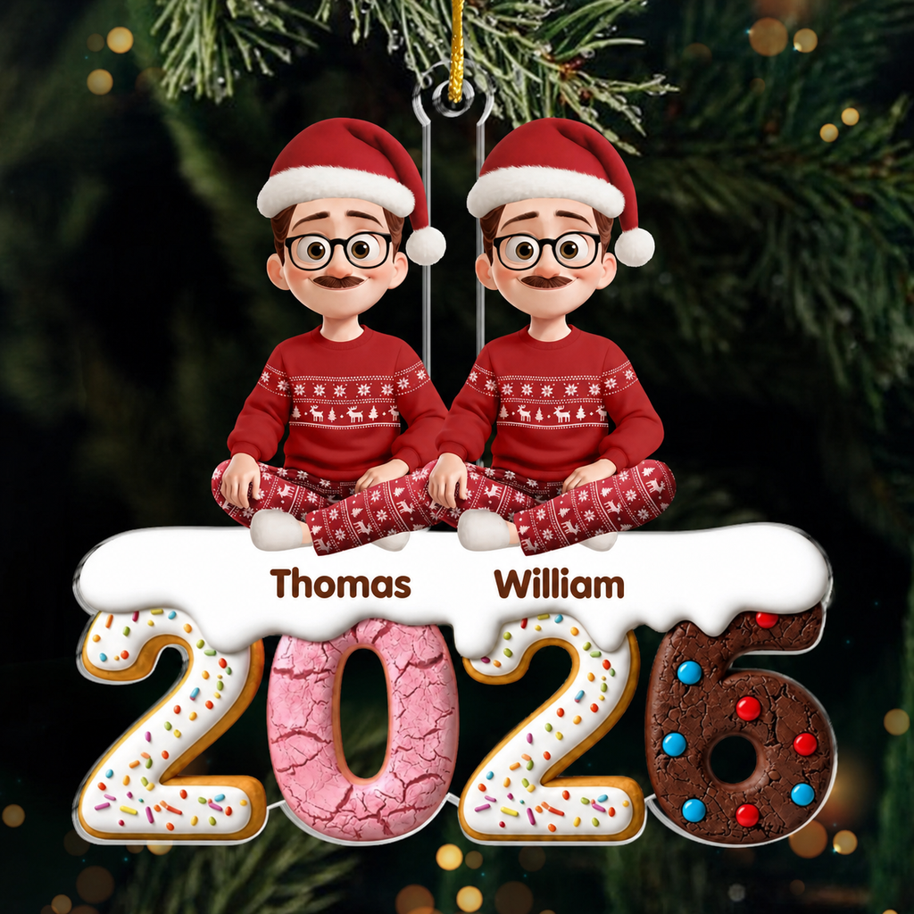 2025 Familie- Personalisierter Acrylanhänger mit Hund und Katze Christbaumschmuck mit Familie