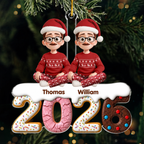 2025 Familie- Personalisierter Acrylanhänger mit Hund und Katze Christbaumschmuck mit Familie