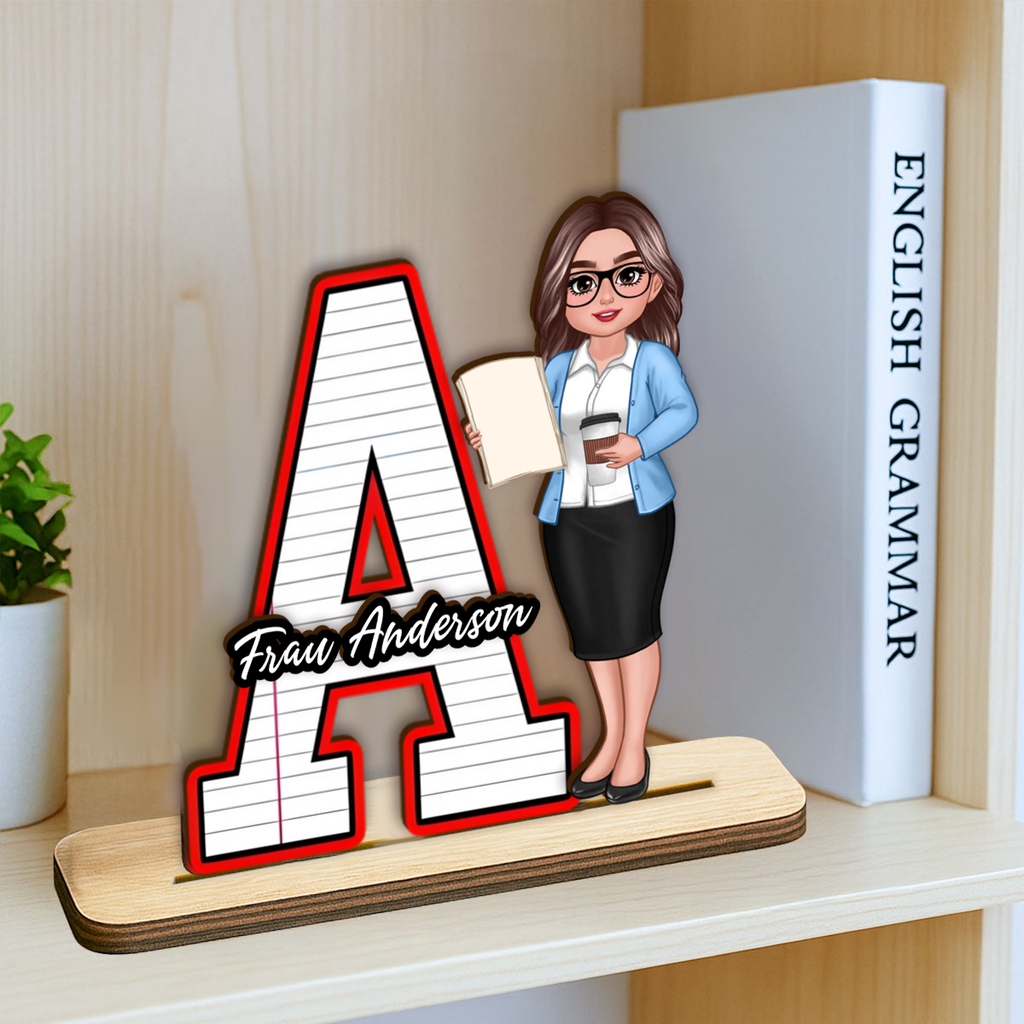 Lehrerin - Personalisierter Holzaufsteller mit Figur und Name