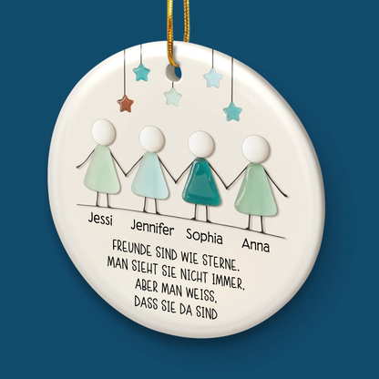 Personalisiertes Keramikornament mit Meerglasmotiv Christbaumschmuck für Freunde und beste Freundin