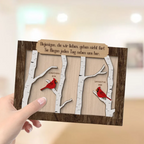 Rotkardinal - Personalisierter Holzaufsteller mit Text Trauergeschenk