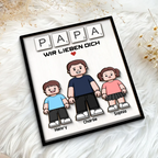 PAPA Personalisierter 2-Schicht-Holzaufsteller mit Text Vater und Kinder
