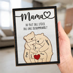 Personalisierter Holzaufsteller mit Bärenmotiv Geschenk für Mama und Papa