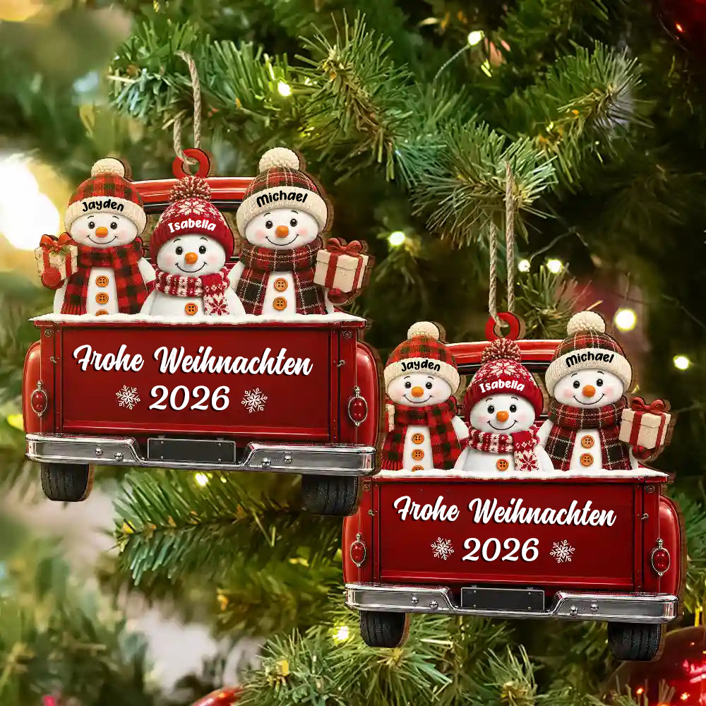 Personalisierter Holz-Weihnachtsanhänger – Schneemann-Motiv mit Namen & Text
