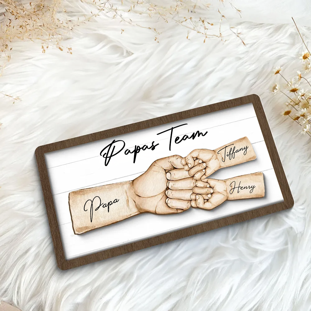 Personalisierte Holzplakette mit Fausstoß Geschenk für Vater