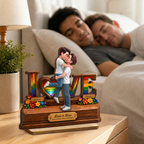 Personalisierter LOVE-Holzaufsteller mit Regenbogenmotiv für LGBT-Paar