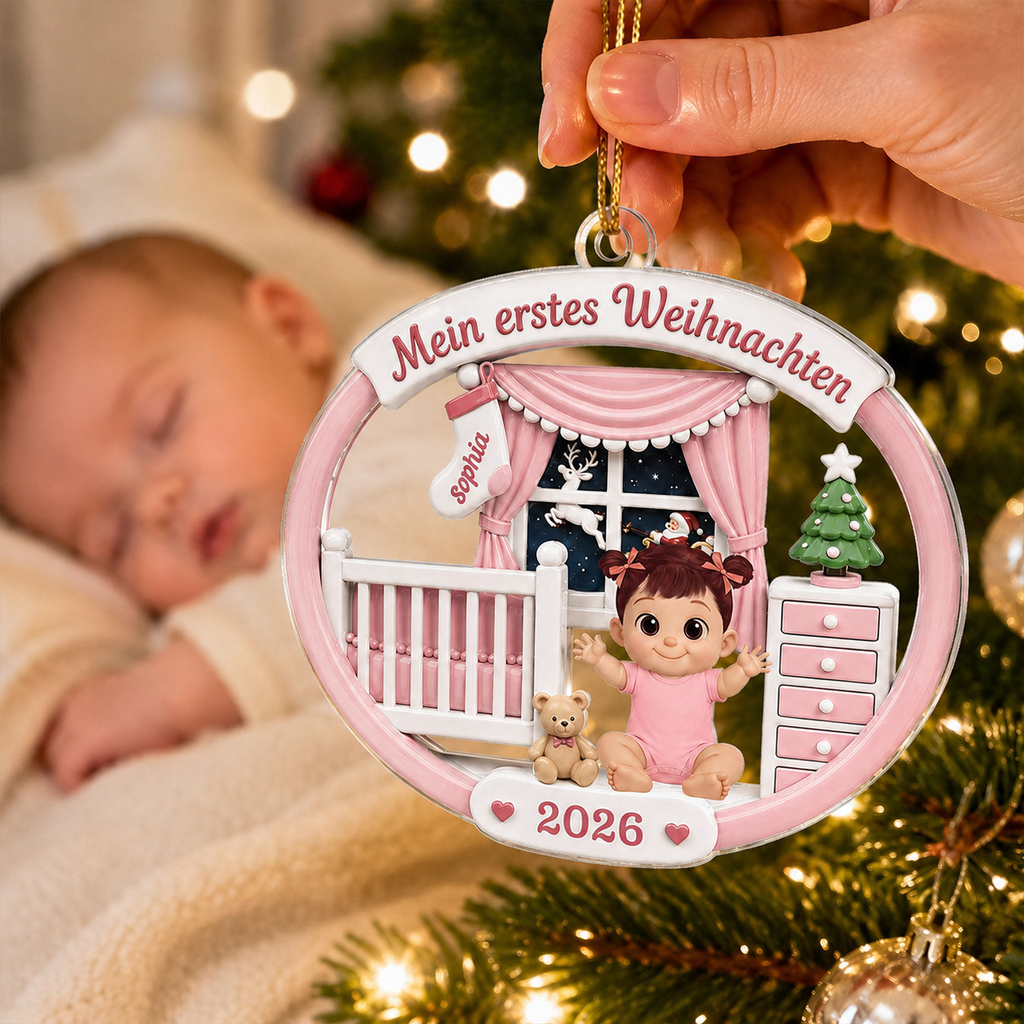 Personalisierter Acryl-Weihnachtsanhänger für Baby - Mein erstes Weihnachten